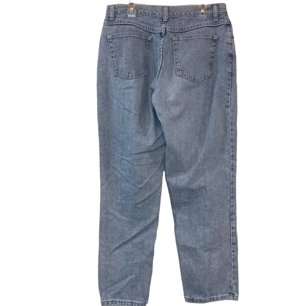 Chic Vintage Jeans 12 Petite 32 Waist High Rise Straight‎ Leg Light Wash Mom